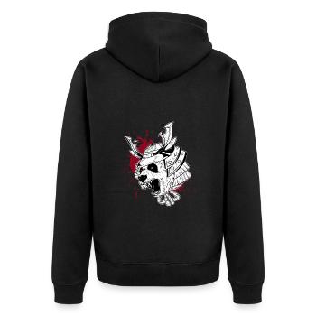 Panda Samurai Trash Stil - Unisex Premium Bio Zip Hoodie - Schwarz - Hinten - Nico (187cm)