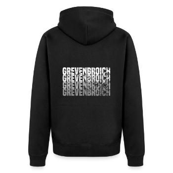 Grevenbroich grunge Effekt weis auf schwarz - Unisex Premium Bio Zip Hoodie - Schwarz - Hinten - Nico (187cm)