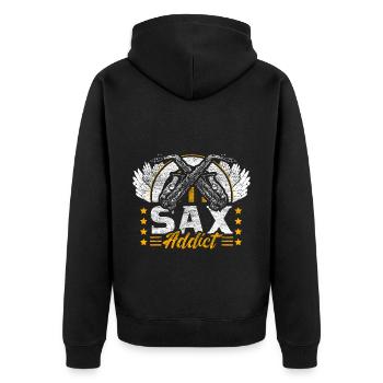Saxophone Jazz Music Idée Cadeau - Veste à capuche bio Premium Unisexe - noir - Dos - Nico (187cm)