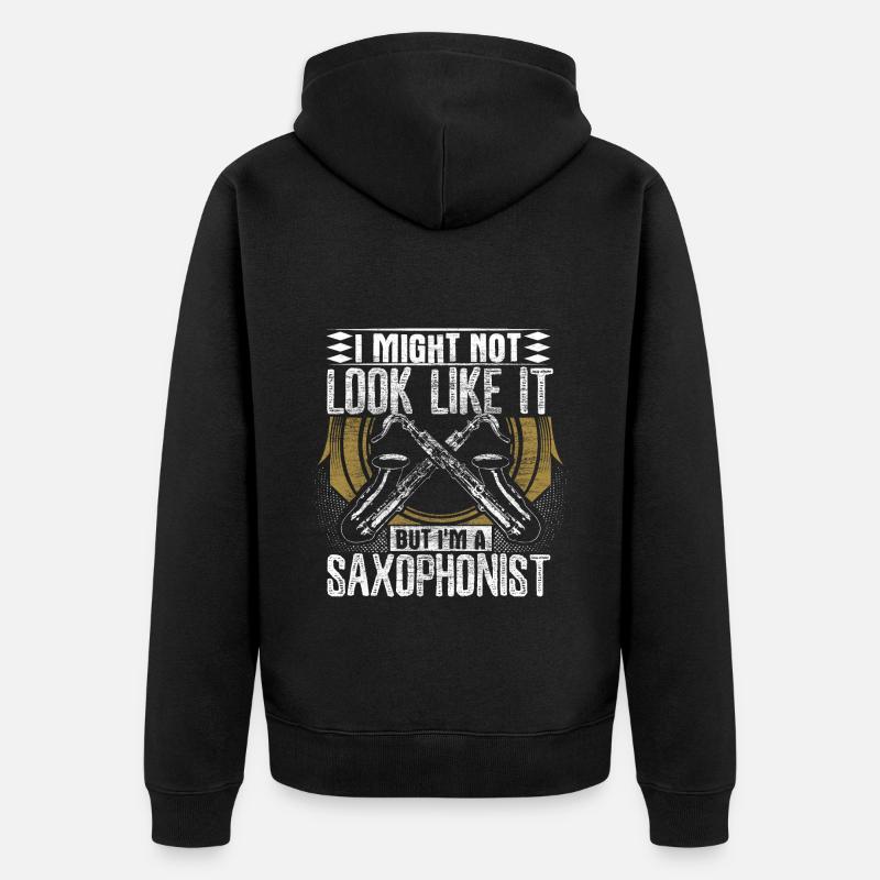 Saxophone Instrument Concert Cadeau - Veste à capuche bio Premium Unisexe - noir
