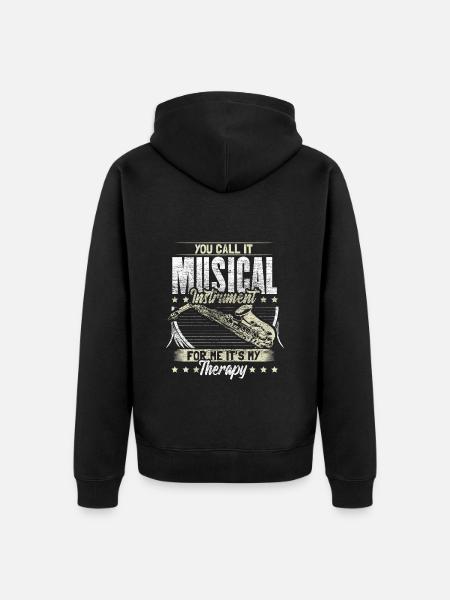 Saxophon Blasinstrument Musiker Geschenkidee - Unisex Premium Bio Zip Hoodie - Schwarz