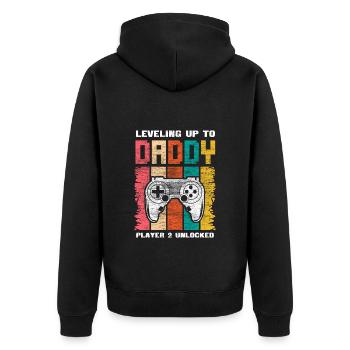 Père Fils Bébé Papa Cadeau - Veste à capuche bio Premium Unisexe - noir - Dos - Nico (187cm)