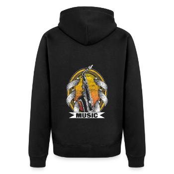 Saxophone Saxophoniste Musique Idée Cadeau - Veste à capuche bio Premium Unisexe - noir - Dos - Nico (187cm)