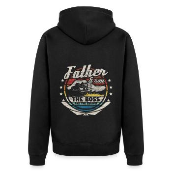 Vater und Sohn Eltern Dad Geschenkidee - Unisex Premium Bio Zip Hoodie - Schwarz - Hinten - Nico (187cm)