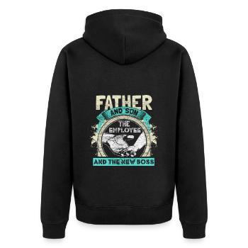 Vater Sohn Neugeboren Familie Geschenkidee - Unisex Premium Bio Zip Hoodie - Schwarz - Hinten - Nico (187cm)