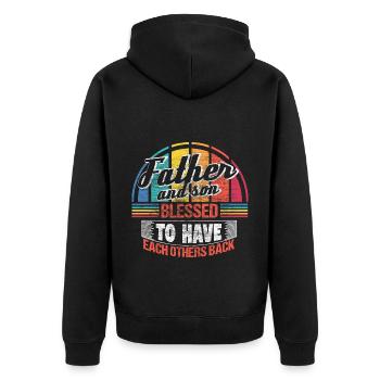 Vater und Sohn Eltern Dad Geschenkidee - Unisex Premium Bio Zip Hoodie - Schwarz - Hinten - Nico (187cm)