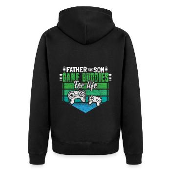 Famille père et fils - Veste à capuche bio Premium Unisexe - noir - Dos - Nico (187cm)