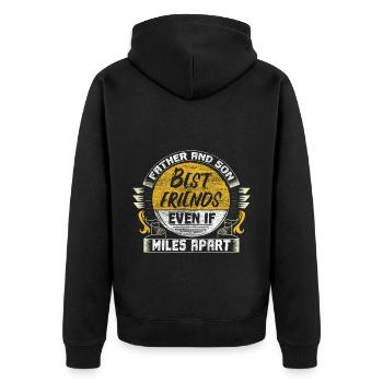 Vater Sohn Neugeboren Daddy Geschenkidee - Unisex Premium Bio Zip Hoodie - Schwarz - Hinten - Nico (187cm)