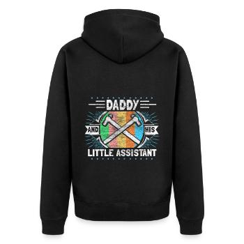 Vater & Sohn Kind Daddy - Unisex Premium Bio Zip Hoodie - Schwarz - Hinten - Nico (187cm)