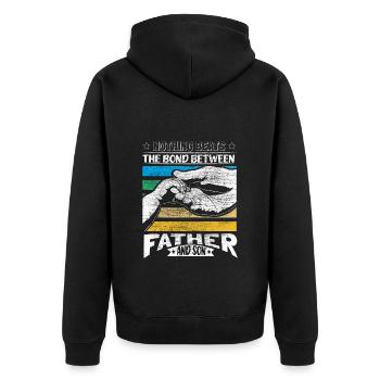 Vater und Sohn Geschenkidee - Unisex Premium Bio Zip Hoodie - Schwarz - Hinten - Nico (187cm)