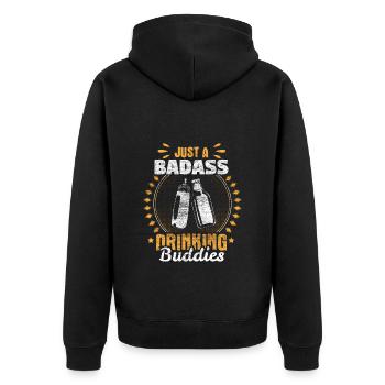 Vater & Sohn Eltern Familie - Unisex Premium Bio Zip Hoodie - Schwarz - Hinten - Nico (187cm)