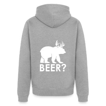 beer - Unisex Premium Bio Zip Hoodie - Grau meliert - Hinten - Nico (187cm)