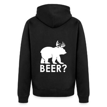 beer - Unisex Premium Bio Zip Hoodie - Schwarz - Hinten - Nico (187cm)