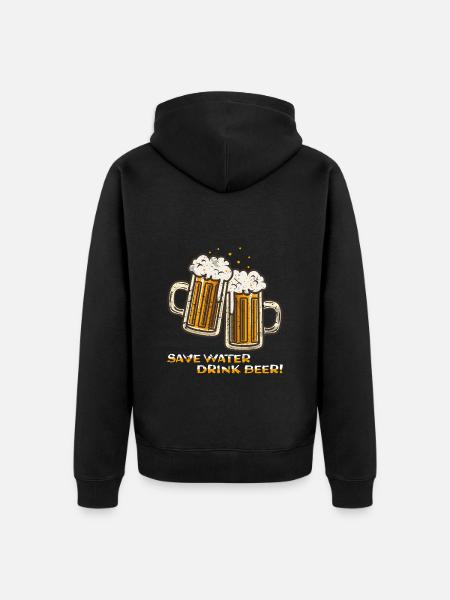 save water drink beer - Unisex Premium Organic Zip Hoodie - black