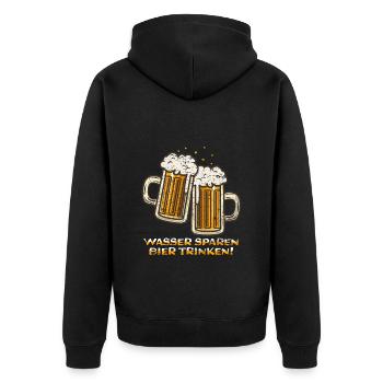 wasser sparen bier trinken - Unisex Premium Bio Zip Hoodie - Schwarz - Hinten - Nico (187cm)