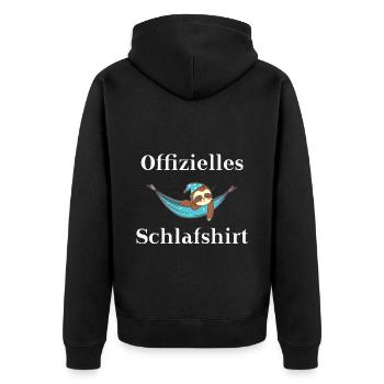 Offizielles Schlafshirt Faultier Geschenkidee - Unisex Premium Bio Zip Hoodie - Schwarz - Hinten - Nico (187cm)
