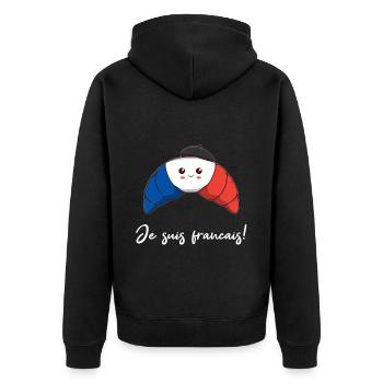 Französisches Croissant Geschenkidee Frankreich - Unisex Premium Bio Zip Hoodie - Schwarz - Hinten - Nico (187cm)
