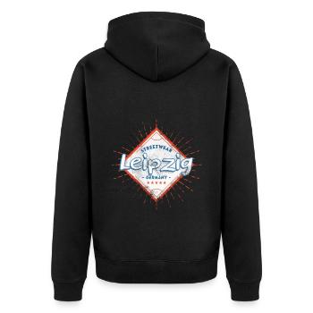 Leipzig Deutschland Stadt Skyline Heimat Liebe - Unisex Premium Bio Zip Hoodie - Schwarz - Hinten - Nico (187cm)