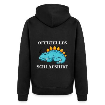 Dino Dinosaurier offizielles Schlafshirt - Unisex Premium Bio Zip Hoodie - Schwarz - Hinten - Nico (187cm)