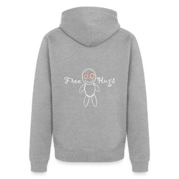 câlins gratuits halloween - Veste à capuche bio Premium Unisexe - gris chiné - Dos - Nico (187cm)