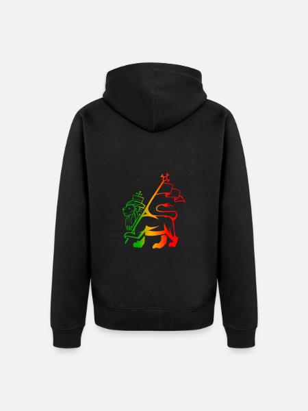 Rasta lion - Unisex Premium Organic Zip Hoodie - black