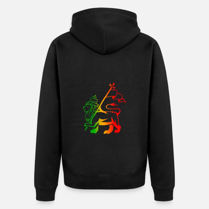 Rasta-Löwe - Unisex Premium Bio Zip Hoodie - Schwarz