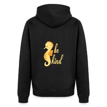 seepferdchen - Unisex Premium Bio Zip Hoodie - Schwarz - Hinten - Nico (187cm)