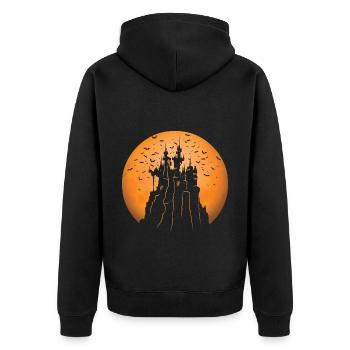 Creepy Castle & Spooky Moon Halloween Costume Cadeau - Veste à capuche bio Premium Unisexe - noir - Dos - Nico (187cm)
