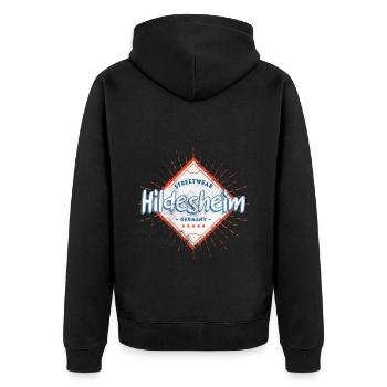 Hildesheim Deutschland Stadt Skyline Heimat Liebe - Unisex Premium Bio Zip Hoodie - Schwarz - Hinten - Nico (187cm)