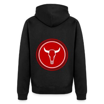 Cow Bull Skull - Unisex Premium Organic Zip Hoodie - black - Back - Nico (187cm)