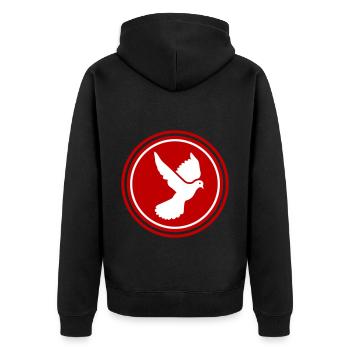 Dove symbol - Unisex Premium Organic Zip Hoodie - black - Back - Nico (187cm)