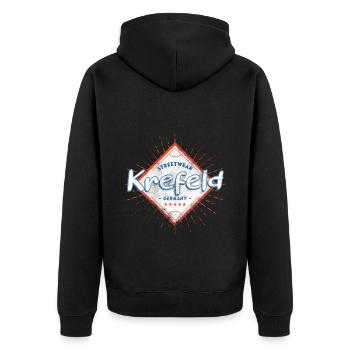 Krefeld Deutschland Stadt Skyline Heimat Liebe - Unisex Premium Bio Zip Hoodie - Schwarz - Hinten - Nico (187cm)