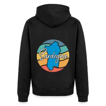 Sardinien Retro - Unisex Premium Bio Zip Hoodie - Schwarz - Hinten - Nico (187cm)