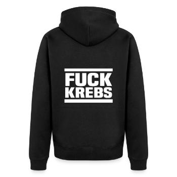 fuck krebs - Unisex Premium Bio Zip Hoodie - Schwarz - Hinten - Nico (187cm)