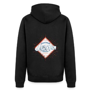 Jena Deutschland Stadt Skyline Heimat Liebe - Unisex Premium Bio Zip Hoodie - Schwarz - Hinten - Nico (187cm)