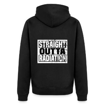 straight outta radiadion - Unisex Premium Bio Zip Hoodie - Schwarz - Hinten - Nico (187cm)