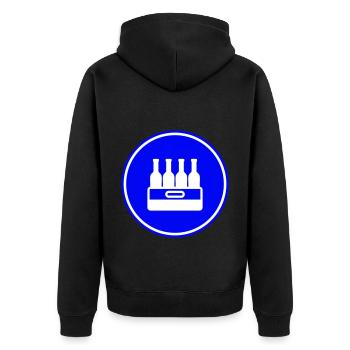 Bierflasche Kiste - Unisex Premium Bio Zip Hoodie - Schwarz - Hinten - Nico (187cm)