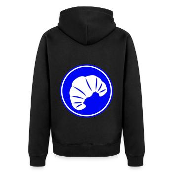 Croissant Symbol - Unisex Premium Bio Zip Hoodie - Schwarz - Hinten - Nico (187cm)