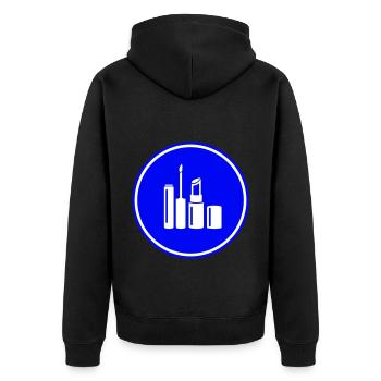 Make Up Kosmetik Icon - Unisex Premium Bio Zip Hoodie - Schwarz - Hinten - Nico (187cm)