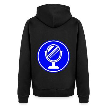 Spiegel Icon Silhouette - Unisex Premium Bio Zip Hoodie - Schwarz - Hinten - Nico (187cm)