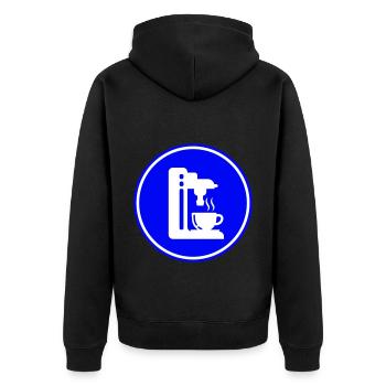 Coffee machine symbol - Unisex Premium Organic Zip Hoodie - black - Back - Nico (187cm)