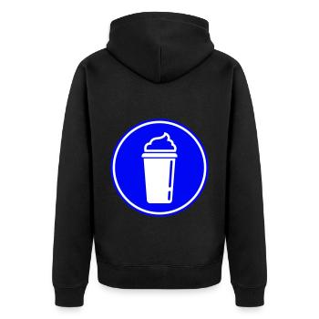 Coffee Icon - Unisex Premium Organic Zip Hoodie - black - Back - Nico (187cm)