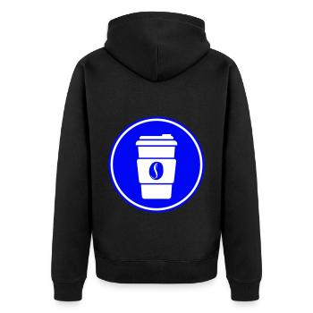 Kaffee Symbol - Unisex Premium Bio Zip Hoodie - Schwarz - Hinten - Nico (187cm)