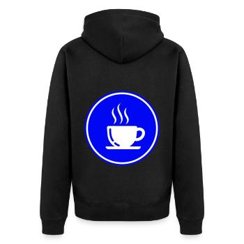 Kaffeetasse - Unisex Premium Bio Zip Hoodie - Schwarz - Hinten - Nico (187cm)