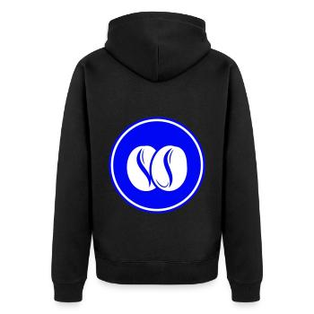 Kaffeebohne Symbol - Unisex Premium Bio Zip Hoodie - Schwarz - Hinten - Nico (187cm)