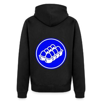 Eier symbol - Unisex Premium Bio Zip Hoodie - Schwarz - Hinten - Nico (187cm)