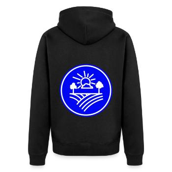 Farm Farmer - Unisex Premium Organic Zip Hoodie - black - Back - Nico (187cm)