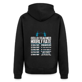 Cello Lehrer Teacher Cellolehrer Violinlehrer - Unisex Premium Bio Zip Hoodie - Schwarz - Hinten - Nico (187cm)