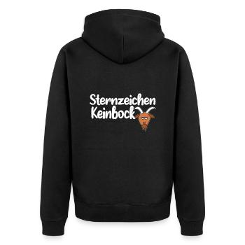 sternzeichen keinbock - Unisex Premium Bio Zip Hoodie - Schwarz - Hinten - Nico (187cm)