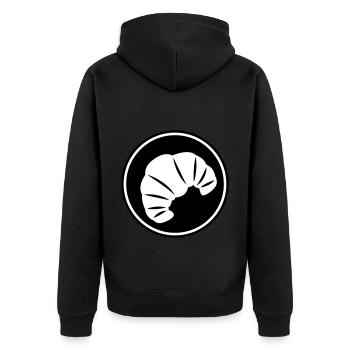Croissant Symbol - Unisex Premium Bio Zip Hoodie - Schwarz - Hinten - Nico (187cm)